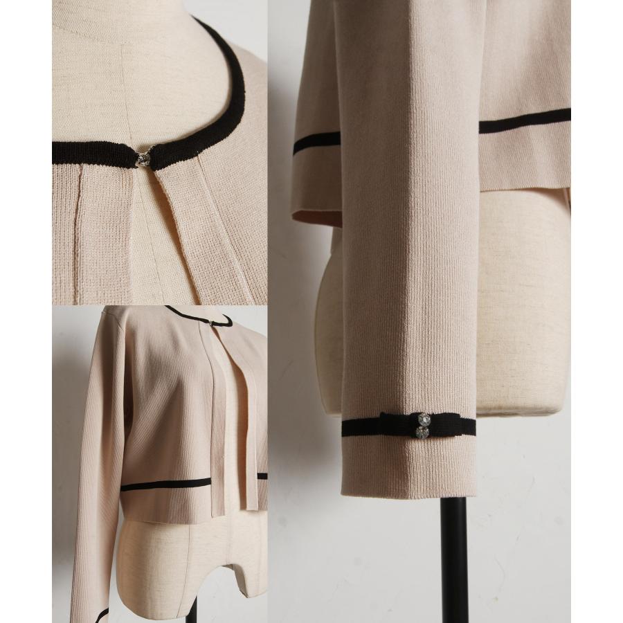 トッコクローゼット♡プチリボン＆ビジュー付き配色ニットカーディガン ホワイト 楽天市場】プチリボン＆ビジュー付き配色ニットカーディガン【falicia