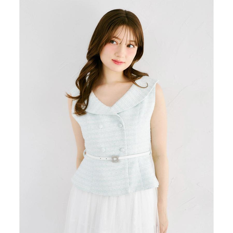 tocco closet（トッコ クローゼット） ビジューベルト付きツイード
