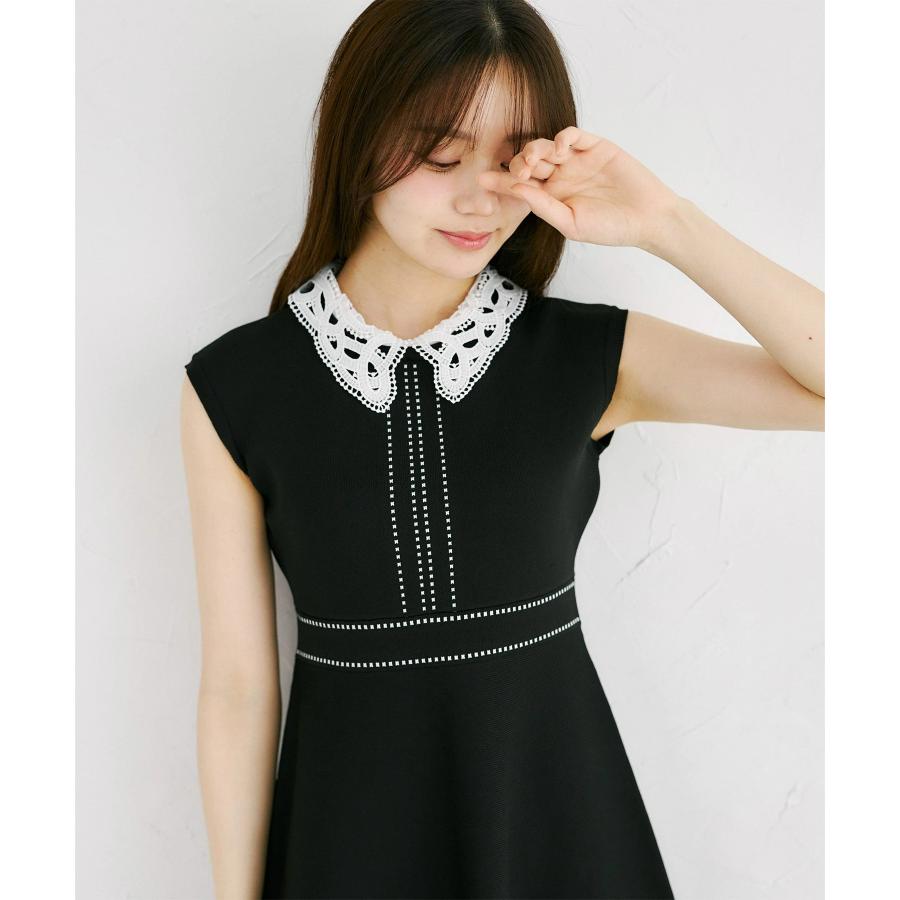 tocco closet（トッコ クローゼット） 2WAYレース襟付き配色ライン