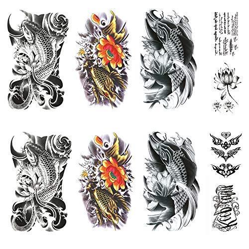 Yesallwas タトゥーシール 鯉 蓮の花 和柄 入れ墨シール リアル 大判 防水 長持ち 和彫り 刺青シール ボディーシー Adz1384 栃木流通センター 通販 Yahoo ショッピング