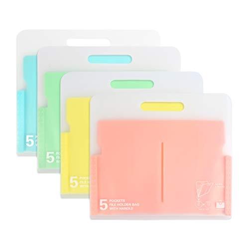 Timesetl クリアファイル 5ポケット 横 4冊入り ケースファイル 4色 仕分け 大容量 取手付き 書類収納 ドキュメ Cmu 栃木流通センター 通販 Yahoo ショッピング