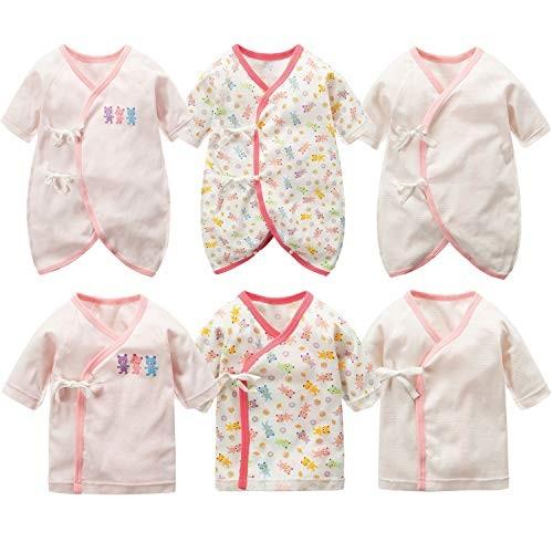 新生児肌着 6枚組 赤ちゃん コンビ肌着 短肌着 綿100 ベビー服 長袖ロンパース