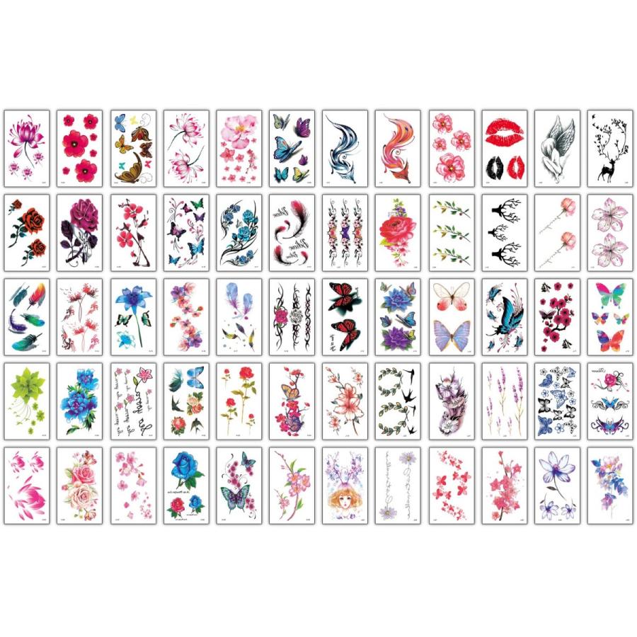 Tochno タトゥーシール C 60枚セット 刺青シール 花 蝶 薔薇 ステッカー お祭り ハロウィン Sale 69 Off 海水浴 パーティー おしゃれ かわいい