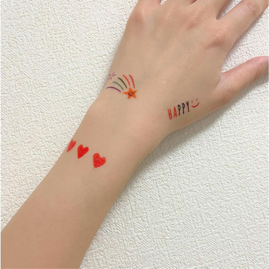 タトゥーシール 韓国 キラキラ ハート フラワー ミニ 可愛い 淡色 花 花束 新作商品 淡色