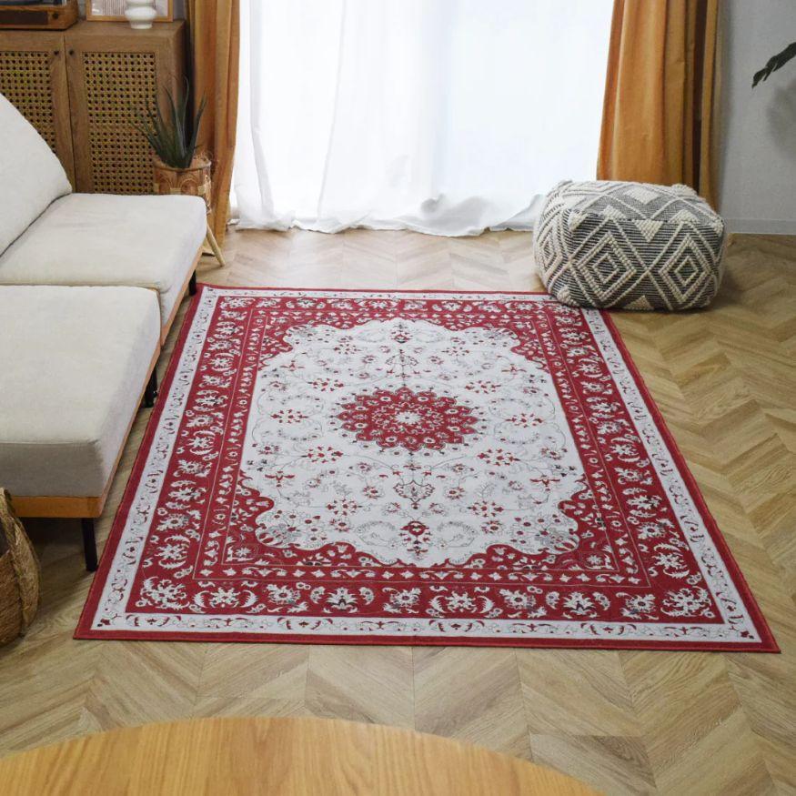 【ペットや子供も安心】お洒落で洗えるヴィンテージ風ラグマット ペルシャ 200×200cm 6色 4サイズ 薄手 カーペット フランネル 滑り止め TOCO LIFE TOCORU_1