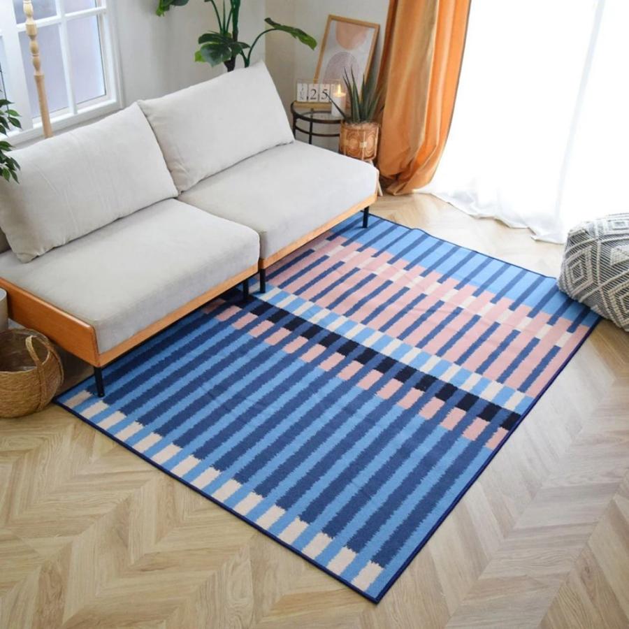 TOCO LIFE 幾何学チェック 100×140cm ラグ マット カーペット おしゃれ