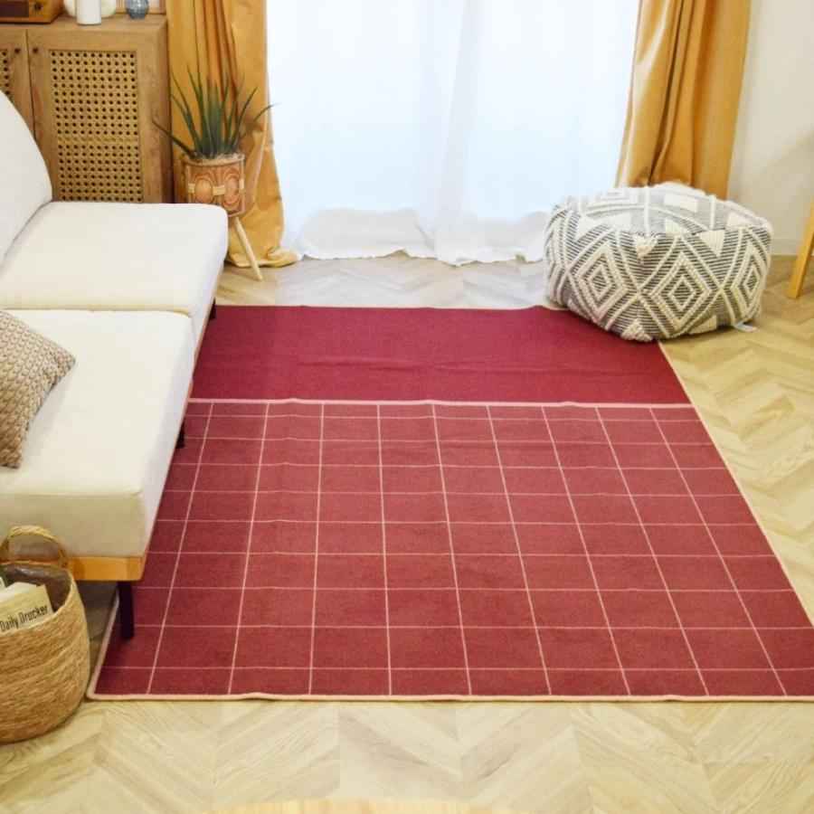 TOCO LIFE モダンチェック 200×200cm ラグ マット カーペット おしゃれ 洗える デザインラグ アート 夏冬兼用 滑り止め_15