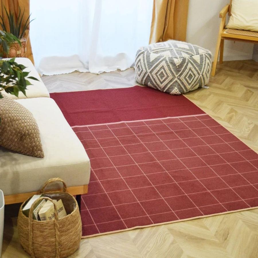 TOCO LIFE モダンチェック 200×200cm ラグ マット カーペット おしゃれ 洗える デザインラグ アート 夏冬兼用 滑り止め_16