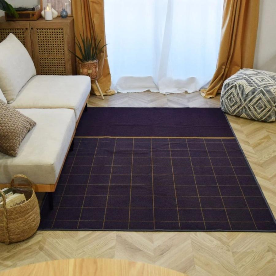 TOCO LIFE モダンチェック 200×200cm ラグ マット カーペット おしゃれ 洗える デザインラグ アート 夏冬兼用 滑り止め_8