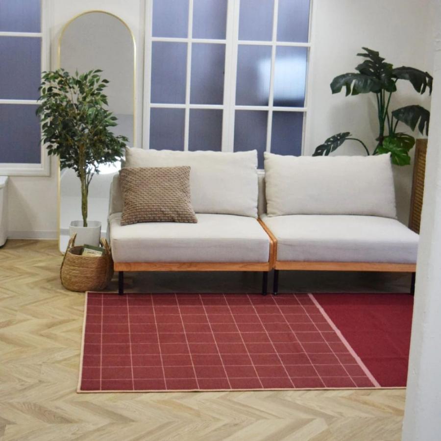 TOCO LIFE モダンチェック 200×240cm ラグ マット カーペット おしゃれ
