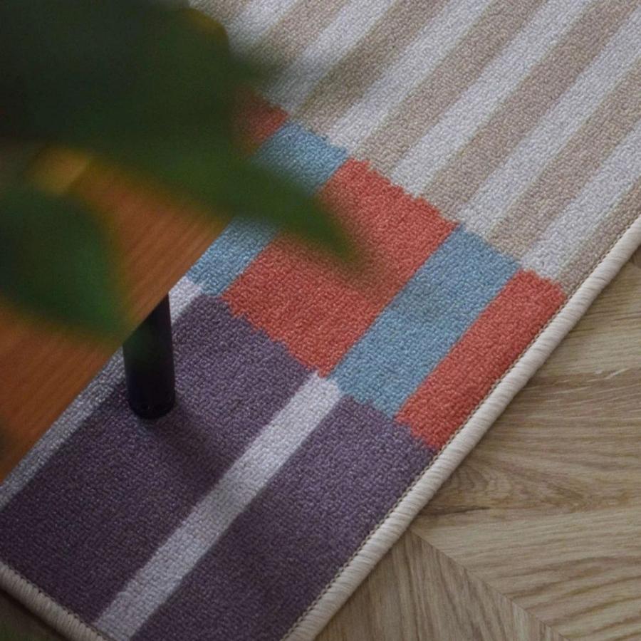 お洒落で洗えるデザインラグマット マルチストライプ 200×200cm 12色 4