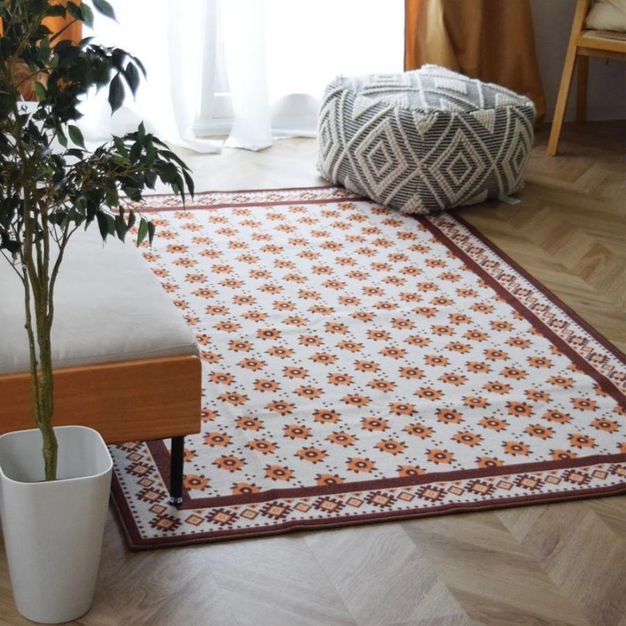 TOCO LIFE レトロフラワー 200×200cm ラグ マット カーペット おしゃれ