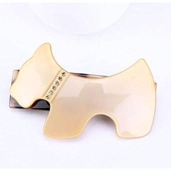 べっ甲風  バレッタ　犬型　大人可愛い　金運アップ　ワンちゃん ストーン入り　上質　ヘアアクセサリー　特選バンス | 