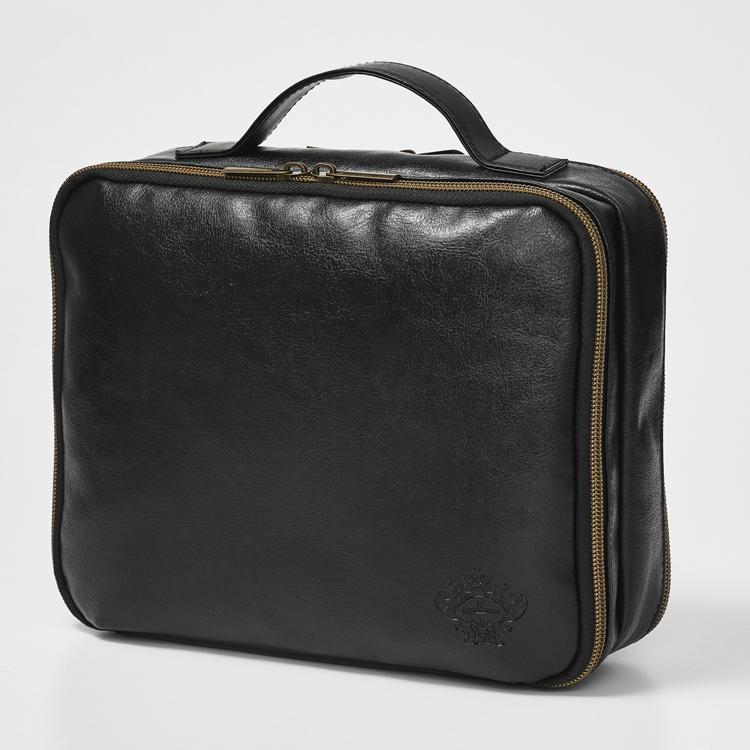 オロビアンコ Orobianco Ｗファスナー収納ケース　上質革　荷物整理　ハンドバッグ　ミニバッグ　ファスナー付き　メンズ収納 | Orobianco