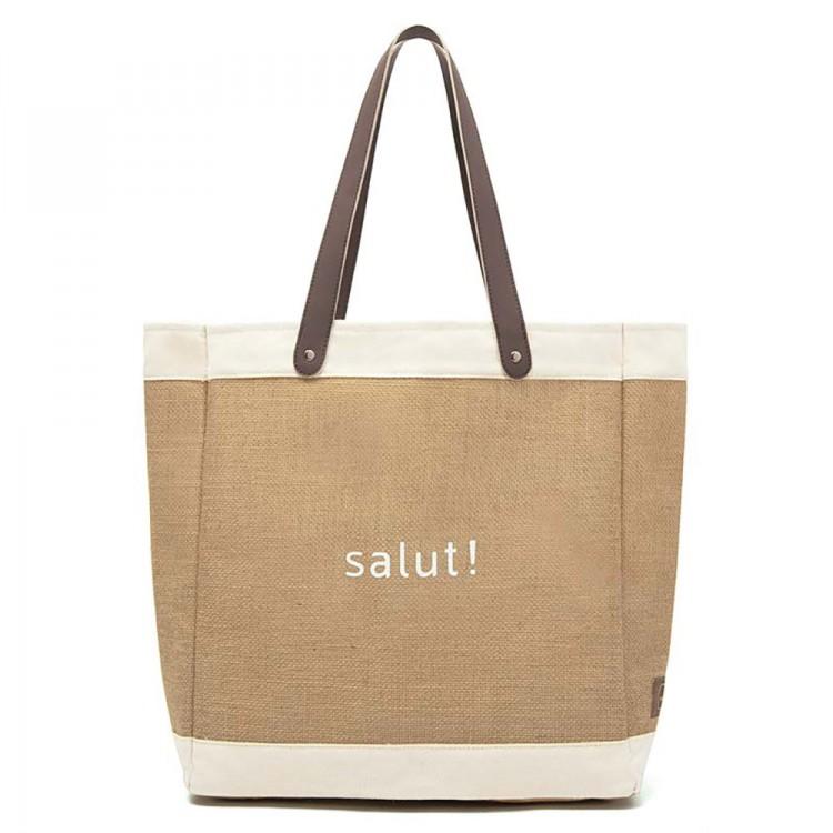 サリュ salut! ビッグ ジュートバッグ ジュート素材 キャンバス生地 コンビ おしゃれなバッグ デザインバッグ トートバッグ 大容量 | salut!