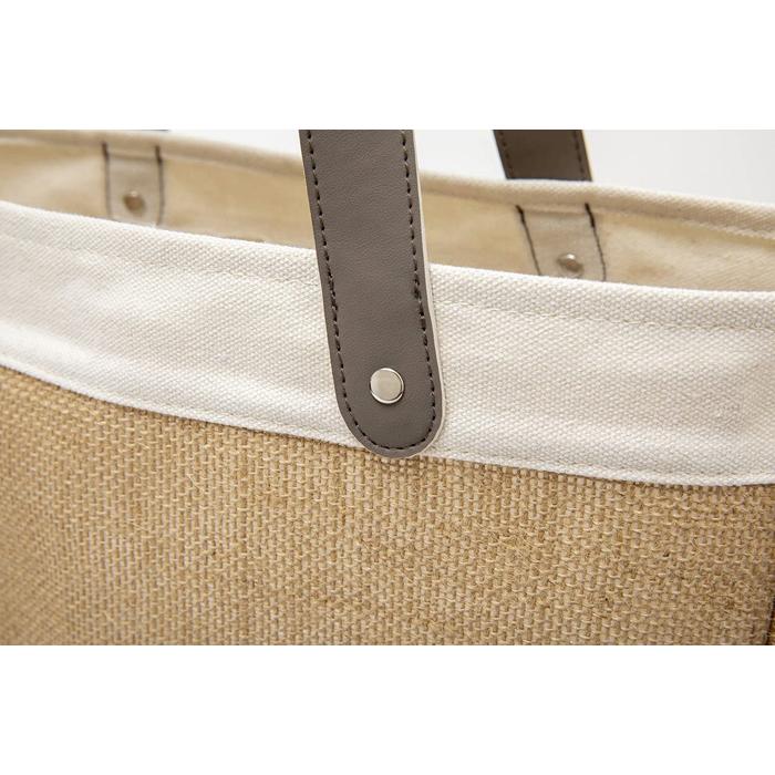 サリュ salut! ビッグ ジュートバッグ ジュート素材 キャンバス生地 コンビ おしゃれなバッグ デザインバッグ トートバッグ 大容量 | salut! | 04