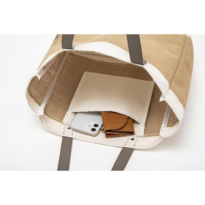 サリュ salut! ビッグ ジュートバッグ ジュート素材 キャンバス生地 コンビ おしゃれなバッグ デザインバッグ トートバッグ 大容量 | salut! | 05