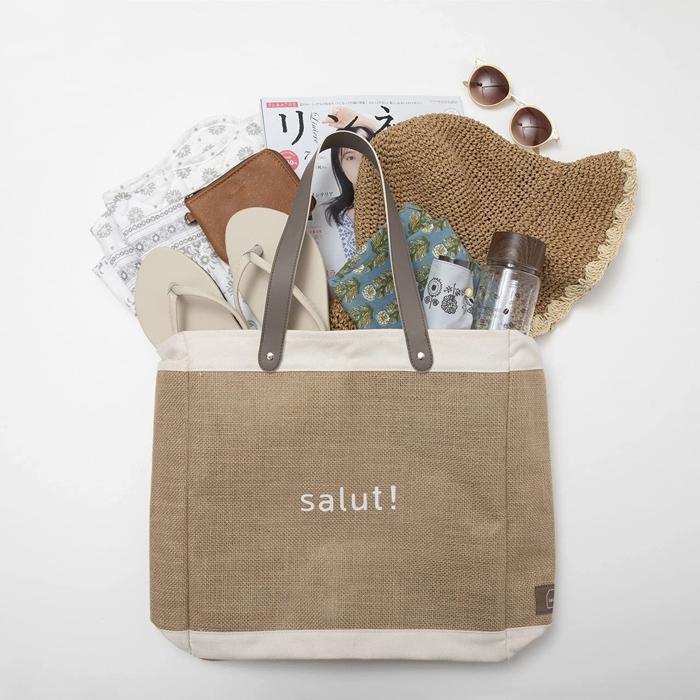 サリュ salut! ビッグ ジュートバッグ ジュート素材 キャンバス生地 コンビ おしゃれなバッグ デザインバッグ トートバッグ 大容量 | salut! | 08