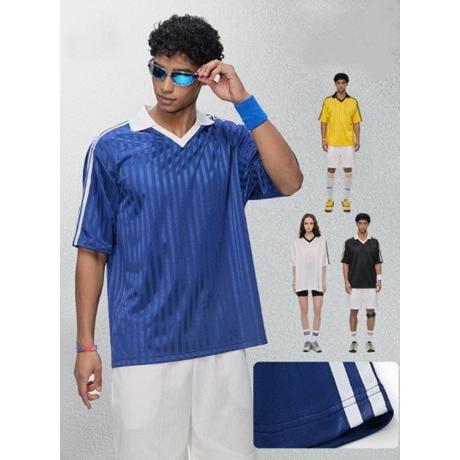 ユニセックス Tシャツ 軽くて 涼しい ストライプ柄 サッカーユニフォーム風 ワイドバージョン 速乾性 に優れた 軽量 Tシャツ 男女OK　DX8843 | 