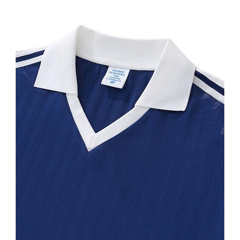 ユニセックス Tシャツ 軽くて 涼しい ストライプ柄 サッカーユニフォーム風 ワイドバージョン 速乾性 に優れた 軽量 Tシャツ 男女OK　DX8843 |  | 06