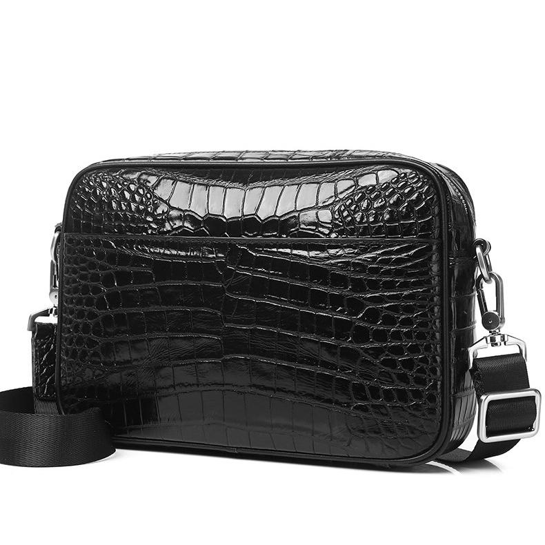 クロコダイル風 仕上げ 本革 メンズ ショルダーバッグ ブラック 6316-2