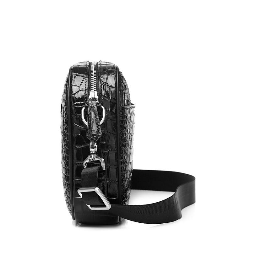 クロコダイル風 仕上げ 本革 メンズ ショルダーバッグ ブラック 6316-2