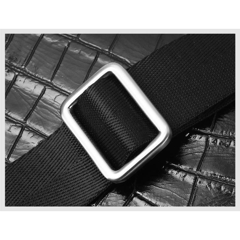 クロコダイル風 仕上げ 本革 メンズ ショルダーバッグ ブラック 6316-2