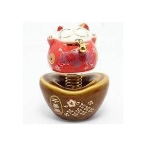 金運グッとアップ〜千万両　ゆらゆら〜招き猫　置物　カーアクセサリー　車置物　バネ　 | バカラ