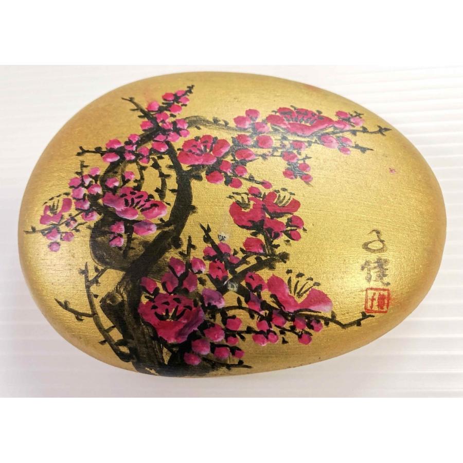 石上三年 中国絵 ストーンアート 置物 観賞インテリア 石絵 梅 金運 St05 Tocyo雑貨 通販 Yahoo ショッピング