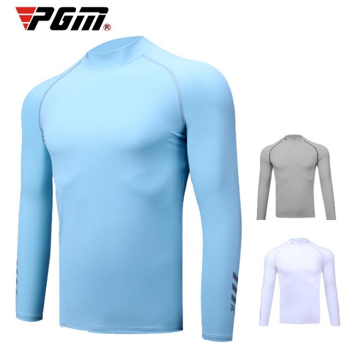 PGM 夏用　ゴルフウェア　メンズウェア　長袖　アンダーシャツ　インナーシャツ　タートルネック　弾力性　通気性　吸汗性　ひんやり感　UVカット | 