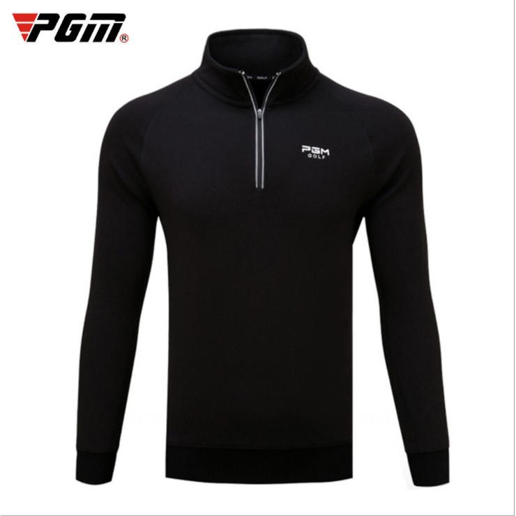 PGM 秋冬用　ゴルフメンズウェア　メンズウェア　長袖パーカー　長袖トレーナー　ハーフジップ　立ち襟　防寒　保温　裏起毛　暖かい　シンプル　ブラック | 