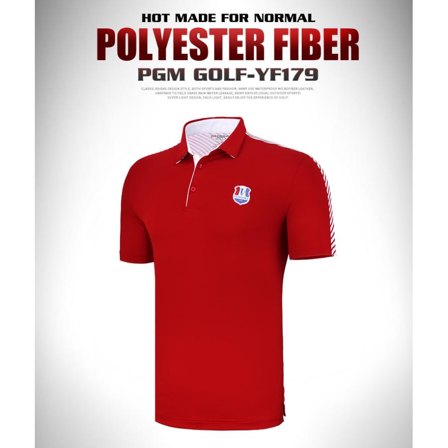 PGM 夏用 メンズウェア　ゴルフメンズウェア　スポーツウェア　半袖シャツ 　半袖ポロシャツ　ストライプ柄　レッド　吸汗　高弾力性　通気性　おしゃれ |  | 02