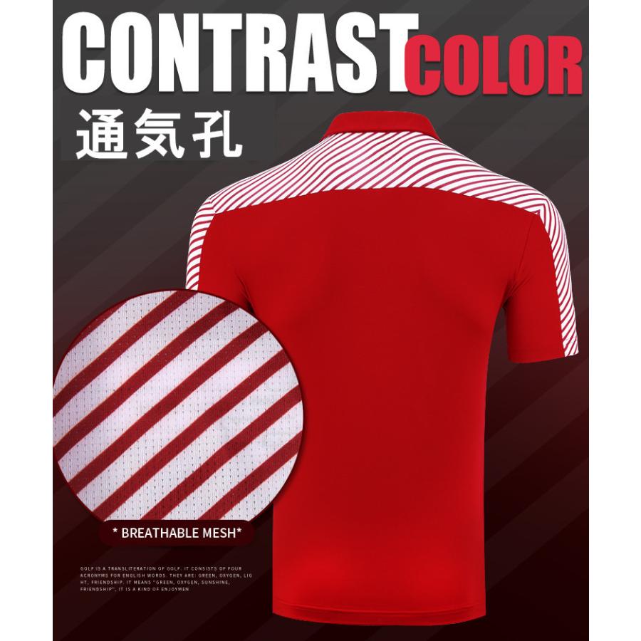 PGM 夏用 メンズウェア　ゴルフメンズウェア　スポーツウェア　半袖シャツ 　半袖ポロシャツ　ストライプ柄　レッド　吸汗　高弾力性　通気性　おしゃれ |  | 04