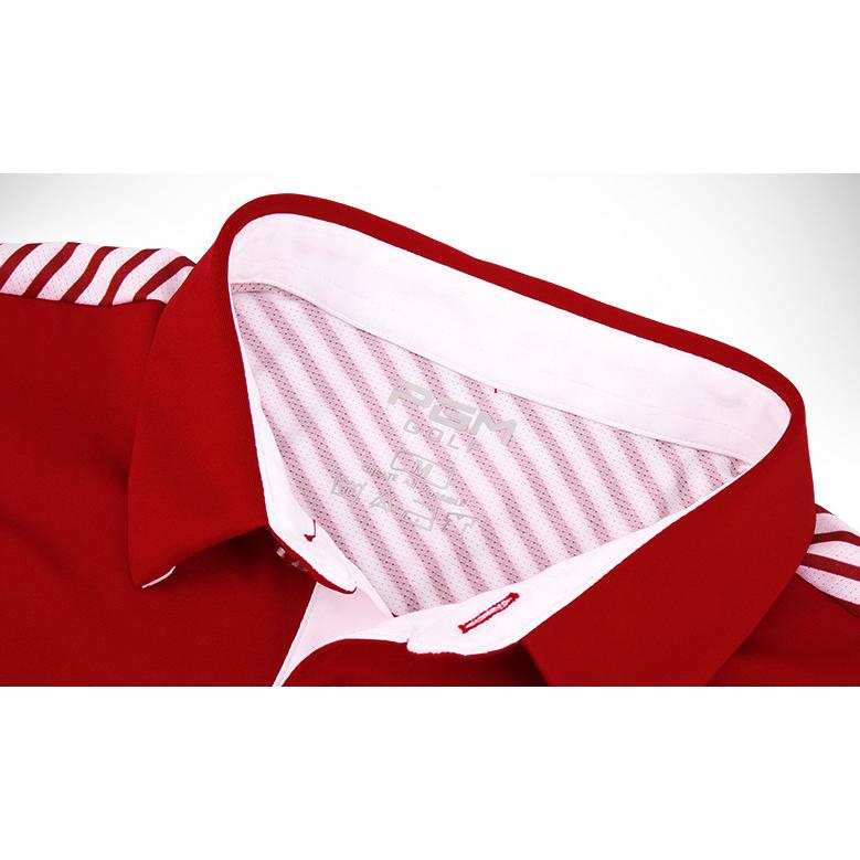 PGM 夏用 メンズウェア　ゴルフメンズウェア　スポーツウェア　半袖シャツ 　半袖ポロシャツ　ストライプ柄　レッド　吸汗　高弾力性　通気性　おしゃれ |  | 06