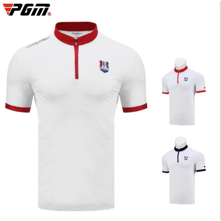 PGM 夏用 メンズウェア　ゴルフメンズウェア　半袖Tシャツ 　半袖ポロシャツ　 カジュアル　ハーフジップ　速乾性　吸汗　高弾力性　通気性　軽量　 | 