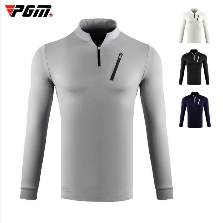 PGM 秋冬用　紳士　ゴルフメンズウェア メンズウェア　スポーツウェア　長袖　Tシャツ　ハーフジップ　立て襟　動きやすい　防風　保温　 | 