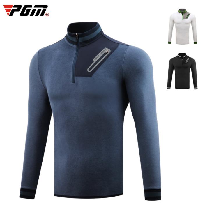 PGM 秋冬用　ゴルフメンズウェア メンズウェア　スポーツウェア　長袖　Tシャツ　ハーフジップ　裏起毛　厚手　あたたかい　防風　保温　 | 