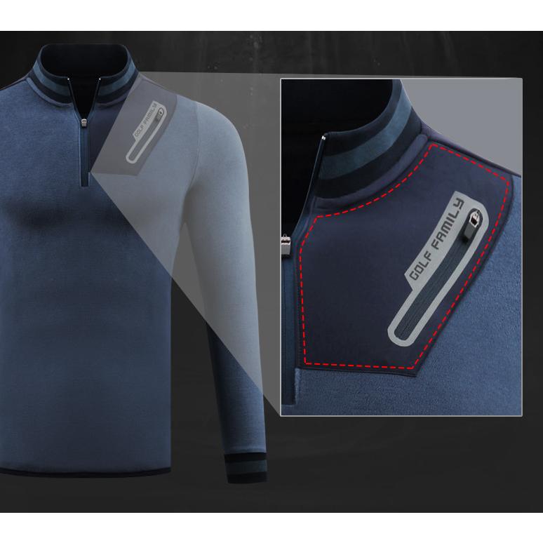 PGM 秋冬用　ゴルフメンズウェア メンズウェア　スポーツウェア　長袖　Tシャツ　ハーフジップ　裏起毛　厚手　あたたかい　防風　保温　 |  | 04