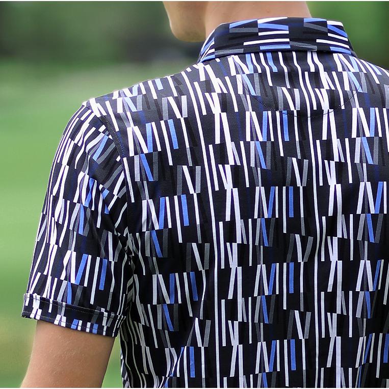 PGM 夏用 メンズウェア　ゴルフメンズウェア　メンズシャツ　半袖シャツ 　半袖ワイシャツ　柄シャツ　 カジュアル　幾何学柄　吸汗　おしゃれ |  | 07