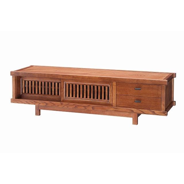 通販でクリスマス 日本製 国産 開梱設置無料 送料無料 完成品 開梱設置無料 からくり仕掛 ミディアムダーク ナチュラル 近江tvボード150 K 99 K 90 テレビ台 民芸テレビボード 静岡県産 無垢 タモ テレビ台 キャビネット