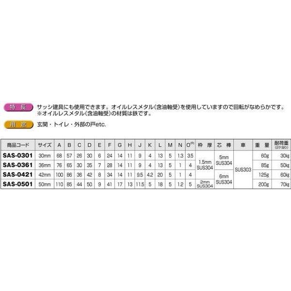 ヨコヅナ　SAS-0421　ステンレス戸車　42mm　丸型　12個入