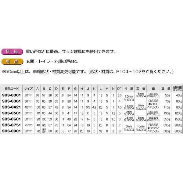 ヨコヅナ SBS-0421 ベアリング入 ステンレス戸車 丸型 42mm / 12個入_2