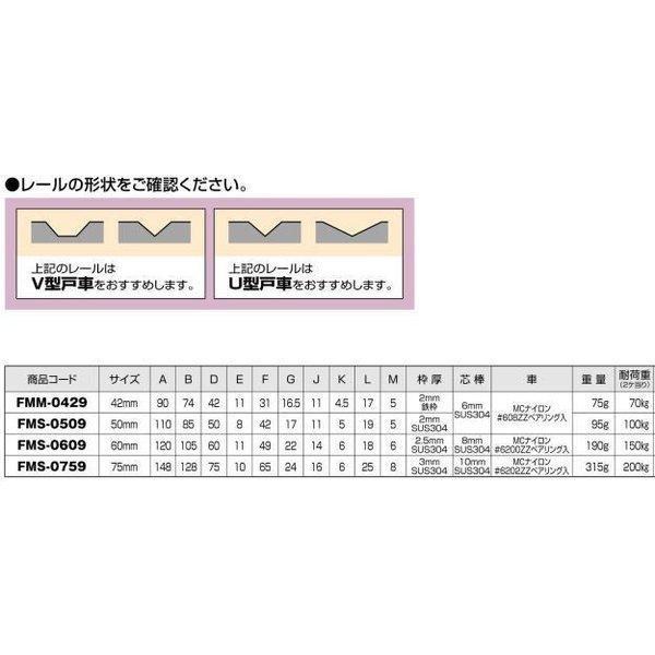 ヨコヅナ　FMS-0759　ベアリング入MC防音フラッター戸車　2個入　（フラッター戸車）　75mm