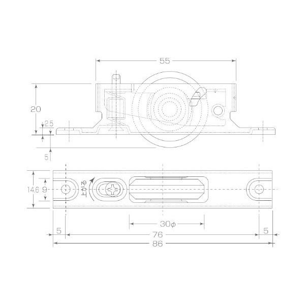 宮丸 丸喜金属本社 MK 鉄枠 上下アジャスト戸車(BR入) N-44 /1個