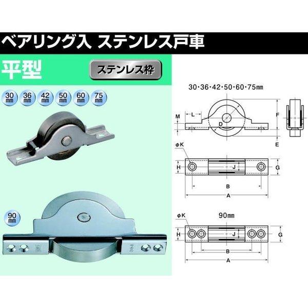 ヨコヅナ SBS-0752 ベアリング入 ステンレス戸車 平型 75mm / 1個