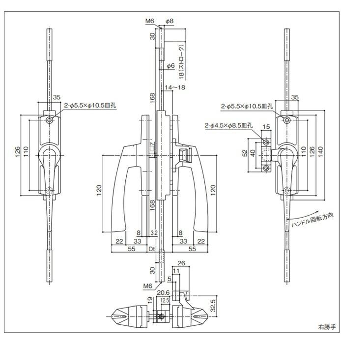 中西産業 内外ハンドル3点支持装置 X-1210A : トダカナプラス - 通販