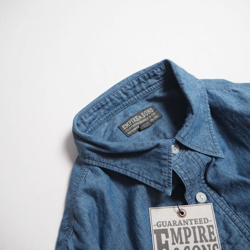 EMPIRE&SONS エンパイアアンドサンズ シャンブレーワークシャツ L/S WORK SHIRT 5oz ORGANIC CHAMBRAY BIO WASH｜todayisthedayannex｜06