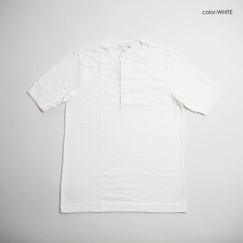 Merz b. Schwanen ヘンリーネックTシャツ　ホワイト Merz b.Schwanen（メルツベーシュヴァーネン） ヘンリーネックTシャツ