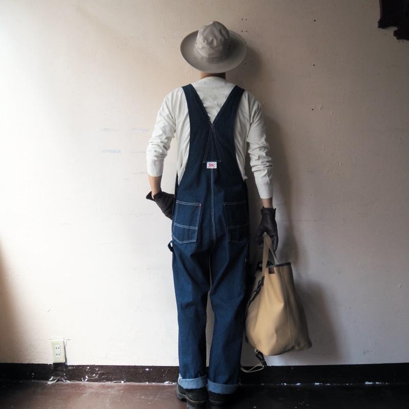 最も完璧な ROUND HOUSE ラウンドハウス MADE IN USA デニムオーバーオール #966 CLASSIC BLUE DENIM BUTTON FLY BIB OVERALLS / RIGID