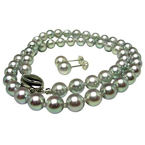 Isowa Pearl（伊勢志摩の真珠専門店 イソワパール） アコヤ真珠 ネックレス ピアス セット 7.0-7.5mm シルバーブルー シ(26765円)